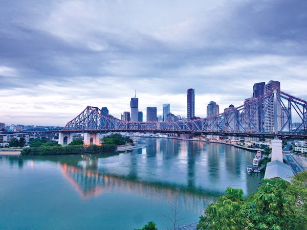 The Brisbane CBD and Story Bridge lit at night, an area well used after dark