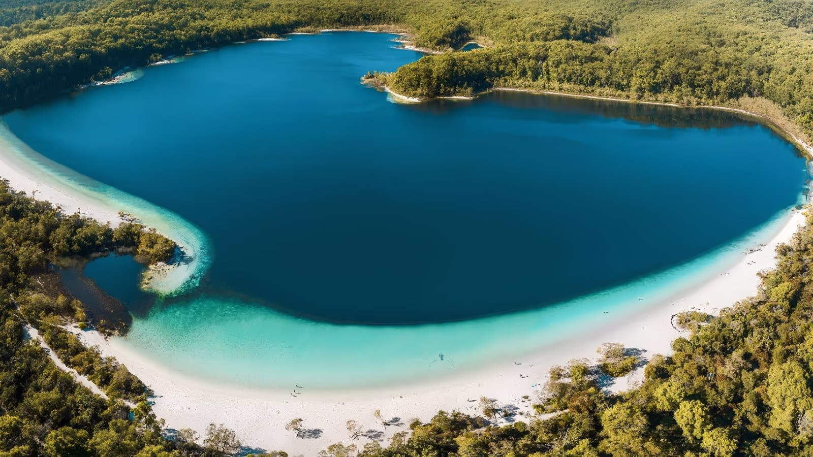K'gari (Fraser Island) turquoise Lake McKenzie freshwater perched lake Queensland — Big Lap 4WD detour worlds largest sand island