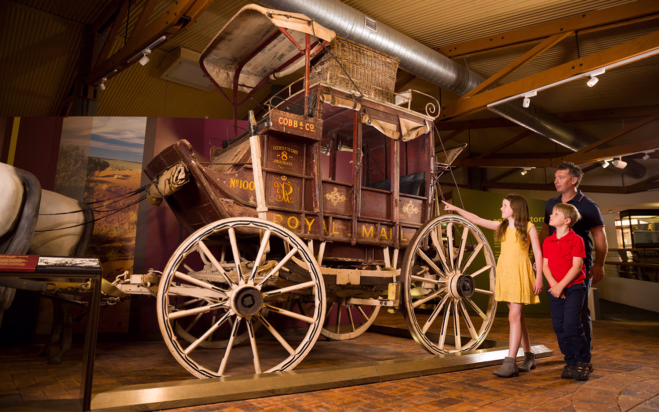 Horse-drawn carriages of the National Carriage Collection at the Cobb+Co Museum, Toowoomba