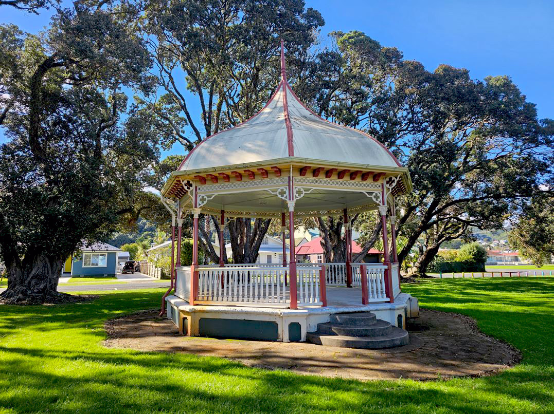 The band rotunda at Queens Park surrounded by spring flowers in Toowoomba